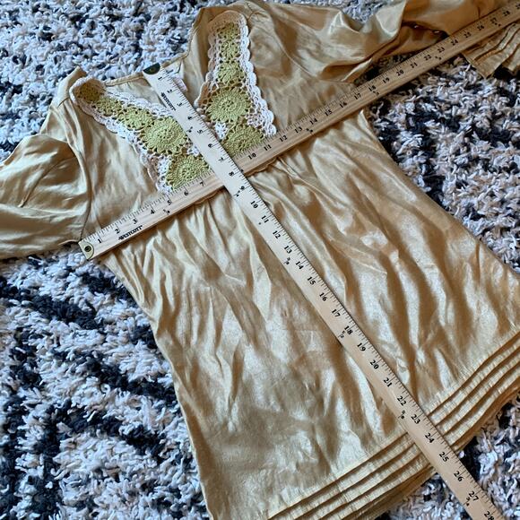 Uno Core Crochet Yoke Blouse S Small Boho Peasant Cottagecore - Picture 4 of 7